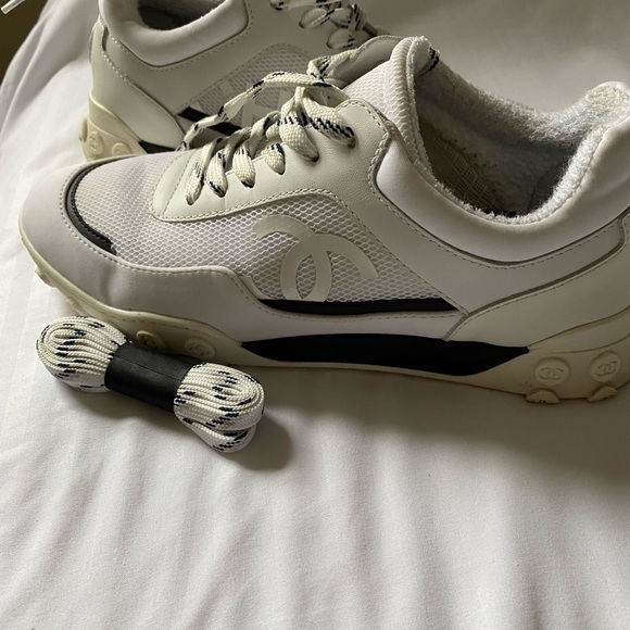 White Chanel athletic shoe, bought at Saks, worn 3 times. - Picture 6 of 7
